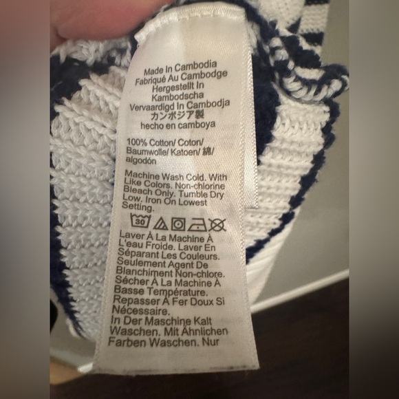 J. Crew stripped cotton button nautical sweater blue white coastal grandma - Picture 7 of 7